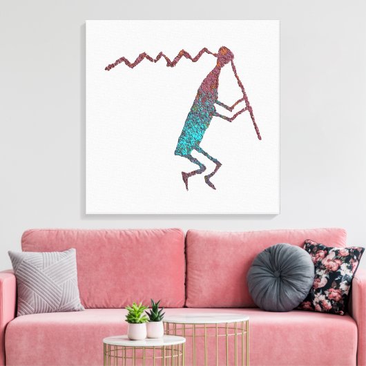 Flute Player Petroglyph Canvas Afdruk (Insitu (Woonkamer))