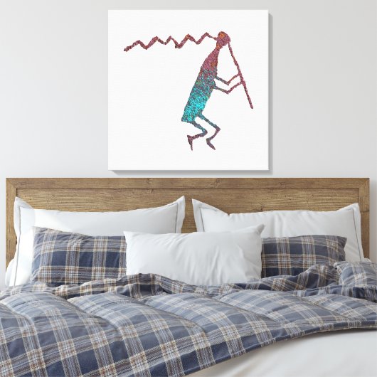 Flute Player Petroglyph Canvas Afdruk (Insitu (Slaapkamer))