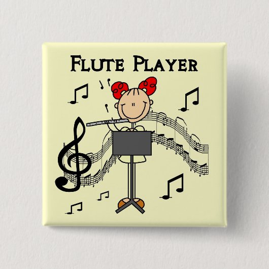 Flute Player T-shirts en cadeaus Vierkante Button 5,1 Cm (Voorkant)