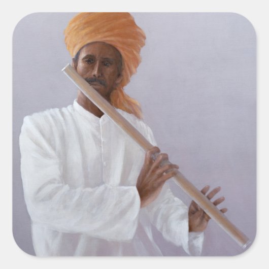 Flute Player Vierkante Sticker (Voorkant)