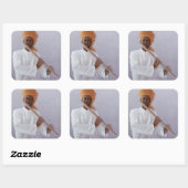 Flute Player Vierkante Sticker (Vel)