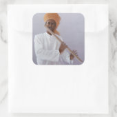 Flute Player Vierkante Sticker (Tas)