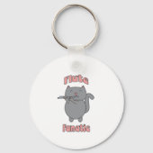 Flute Playing Gray Cat Funny Musician Sleutelhanger (Voorkant)