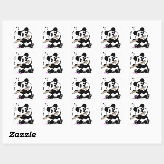 Flute Pplay Panda Vierkante Sticker (Vel)