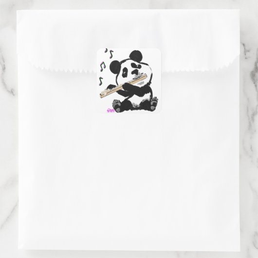 Flute Pplay Panda Vierkante Sticker (Tas)