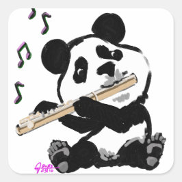 Flute Pplay Panda Vierkante Sticker