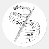 Flute Ronde Sticker (Voorkant)