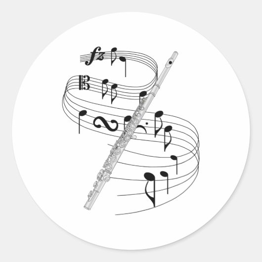 Flute Ronde Sticker (Voorkant)