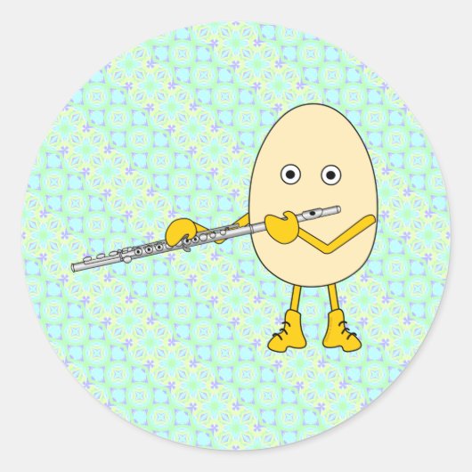 Flute Spelling Egghead Ronde Sticker (Voorkant)