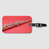 Flute student roze houdwind muziek bagagelabel (Voorkant (horizontaal))