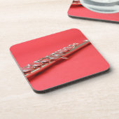 Flute student roze houdwind muziek bier onderzetter (Linkerzijde)