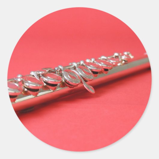Flute student roze houdwind muziek ronde sticker (Voorkant)
