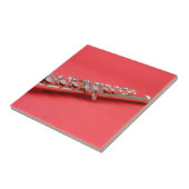 Flute student roze houdwind muziek tegeltje (Zijkant)