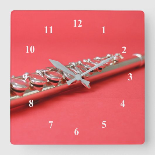 Flute student roze houdwind muziek vierkante klok (Voorkant)