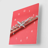 Flute student roze houdwind muziek vierkante klok (Hoek)