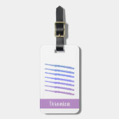 Flute Woodwind Instrument Roze Blauw Personalisere Bagagelabel (Voorkant verticaal)