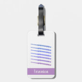 Flute Woodwind Instrument Roze Blauw Personalisere Bagagelabel (Achterkant verticaal)