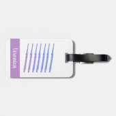 Flute Woodwind Instrument Roze Blauw Personalisere Bagagelabel (Achterkant horizontaal)