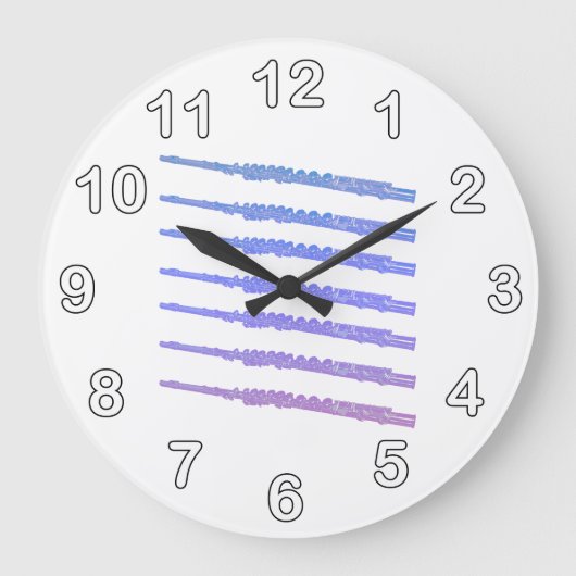 Flute Woodwind Roze Blauw Paarse Getallen Grote Klok (Voorkant)