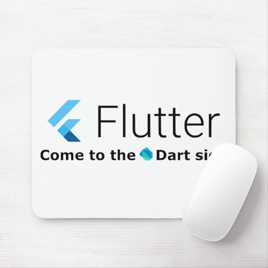 Fluter: Kom naar Dart Side White Mousepad Muismat (Met muis)