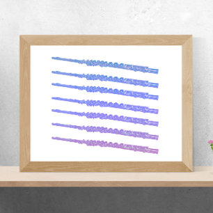 Flutes Instrument Blauw Roze Paarse Poster