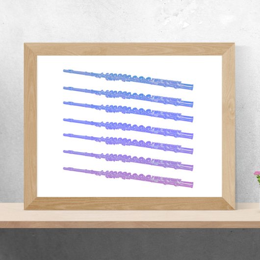 Flutes Instrument Blauw Roze Paarse Poster