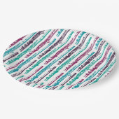 Flutestrepen — Paars en Blauwgroen Papieren Bordje (Gekanteld)