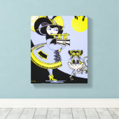 Flutist en aap canvas afdruk (Insitu (Houten vloer))