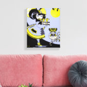Flutist en aap canvas afdruk (Insitu (Woonkamer))