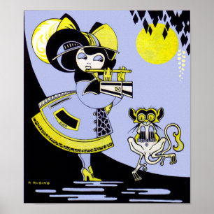 Flutist en aap poster
