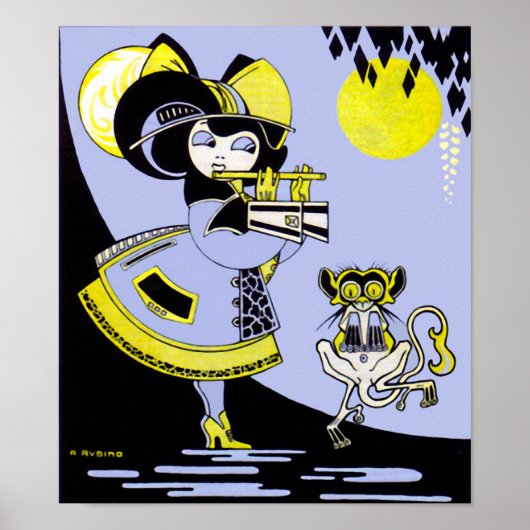 Flutist en aap poster (Voorkant)