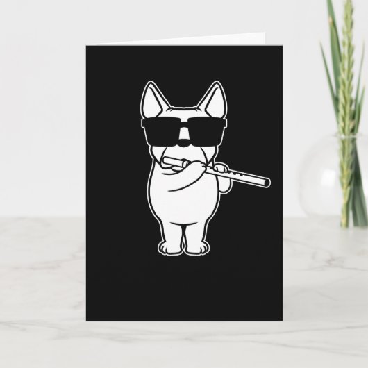 Flutist Flute Player Dog met Flute Kaart (Voorkant)