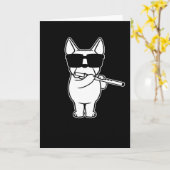 Flutist Flute Player Dog met Flute Kaart (Gele Bloem)