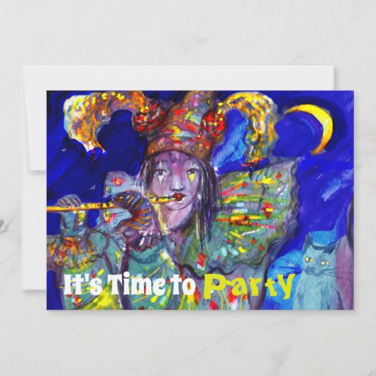 FLUTIST IN BLUE Birthday Party Kaart (Voorkant)