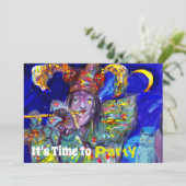 FLUTIST IN BLUE Birthday Party Kaart (Staand voorkant)