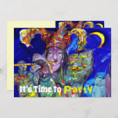 FLUTIST IN BLUE Birthday Party Kaart (Voorkant / Achterkant)