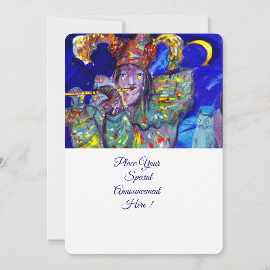 FLUTIST IN BLUE Birthday Party Kaart (Achterkant)