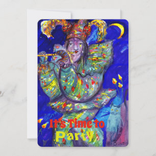 FLUTIST IN BLUE Birthday Party Kaart