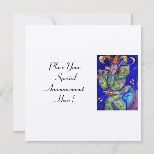 FLUTIST IN BLUE Champagne Birthday Party Invite Kaart (Achterkant)