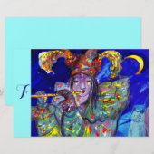 FLUTIST IN BLUE / Venetië - nachtmonogram Briefpapier (Voorkant / Achterkant)