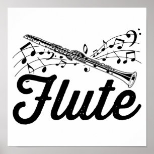 Flutist Musician   Flute Orchestra Gift Idee Poster