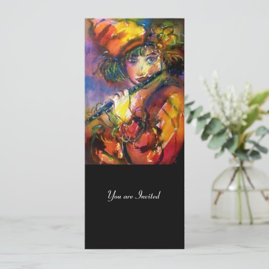 FLUTIST PORTRAIT Masquerade Party Programme Kaart (Staand voorkant)