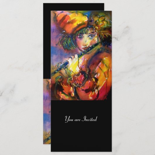 FLUTIST PORTRAIT Masquerade Party Programme Kaart (Voorkant / Achterkant)