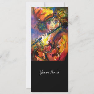 FLUTIST PORTRAIT Masquerade Party Programme Kaart