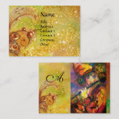 FLUTIST PORTRAIT/Monogram geel bruin groen Visitekaartje (Voorkant / Achterkant)
