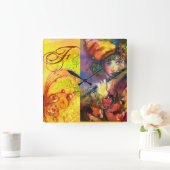 FLUTIST PORTRAIT/Venetiaans Masquerade Monogram Vierkante Klok (Huis)