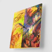 FLUTIST PORTRAIT/Venetiaans Masquerade Monogram Vierkante Klok (Hoek)