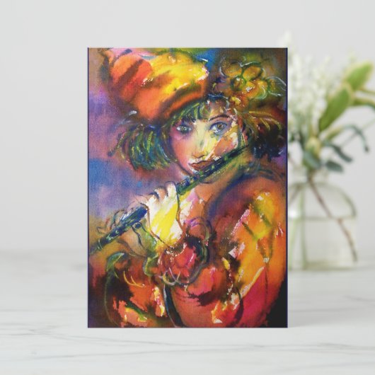 FLUTIST PORTRAIT/Venetiaanse Masquerade Aankondiging (Staand voorkant)