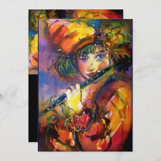 FLUTIST PORTRAIT/Venetiaanse Masquerade Aankondiging (Voorkant / Achterkant)