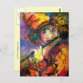 FLUTIST PORTRAIT/Venetiaanse Masquerade Briefkaart (Voorkant / Achterkant)